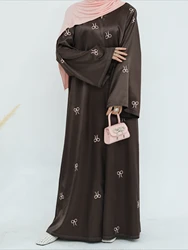Eid Muslim Open Abaya for Women Cardigan Robe Long Dresses Bow Embroidery Ramadan Vestidos Morocco Dubai Abayas Kaftan Jalabiya