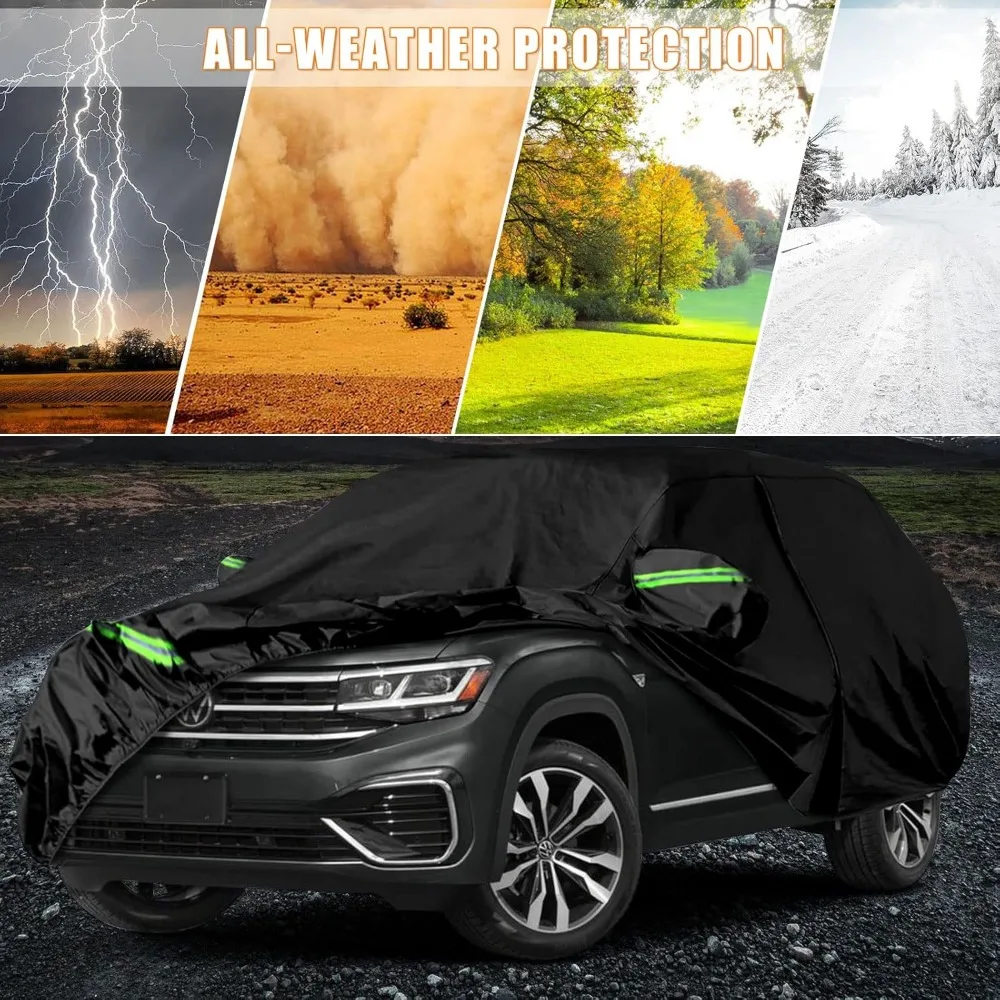 غطاء سيارة مناسب لجميع الأحوال الجوية لموديلات 2017-2025، مقاوم للماء بـ 6 طبقات مع باب بسحاب وتصميم مقاوم للرياح #5