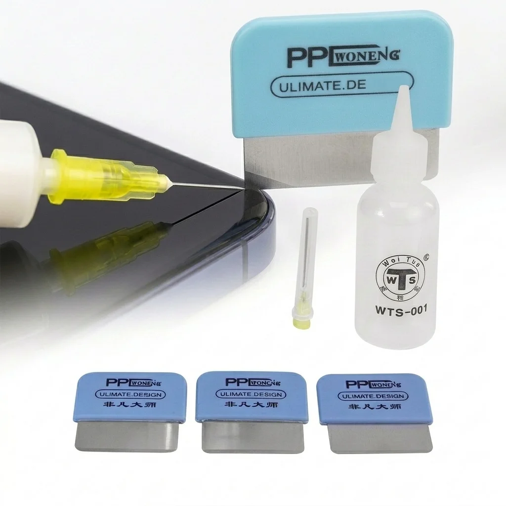 

4-in-1 LCD Screen Disassembly Pry Set PPD Mobile Phone Remove Blade Thin Pry Card With Solution Bottle for LCD Remove Tool Kit