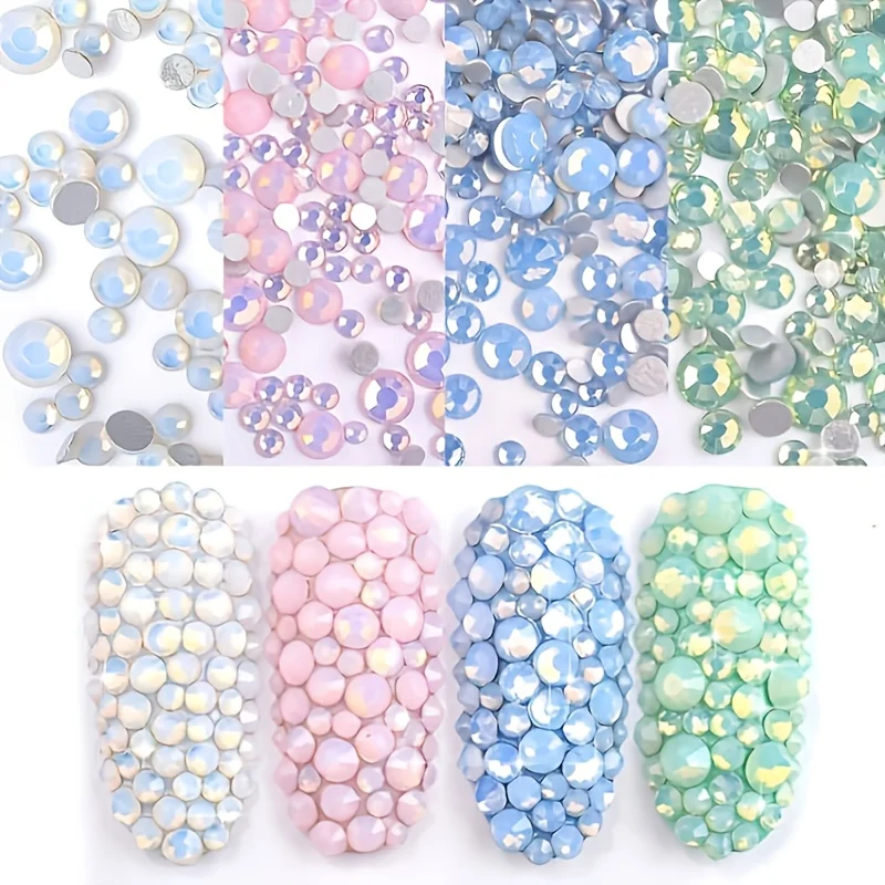 1 borsa Sparkly Opal 3D Nail Art strass cristallo diamante FlatBack gemme pietre rosa bianco blu