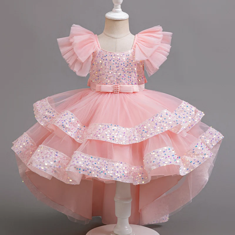 Kids Girls Christmas Dress Sequin Sleeveless Party Dress Birthday Tailing Dress Wedding Princess Dress For Kid Girl Luxury Cown