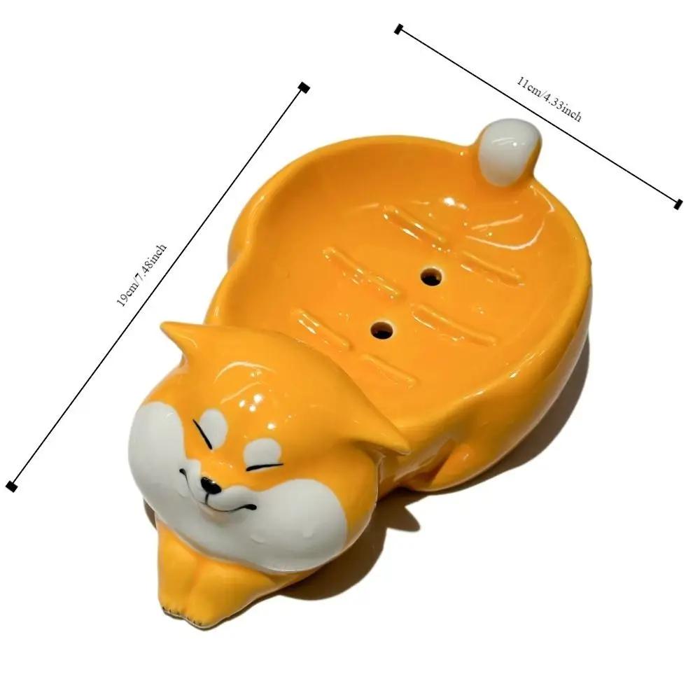 صحن صابون سيراميك كرتوني إبداعي ، صحن تخزين صابون جرو محمول ، حامل صابون سميك ، حوض غسيل