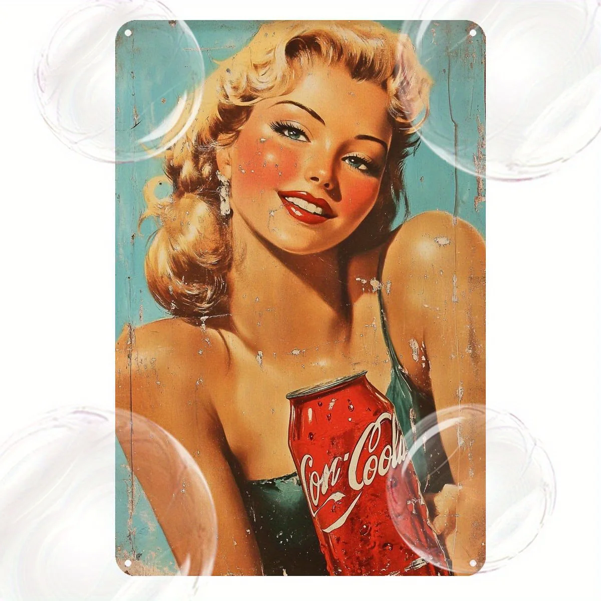 Cola Soda Metal Tin Sign - Retro Iron Wall Art for Home, Bar, Cafe, Kitchen, and More Rustic Decor with Vibrant Colors Distresse