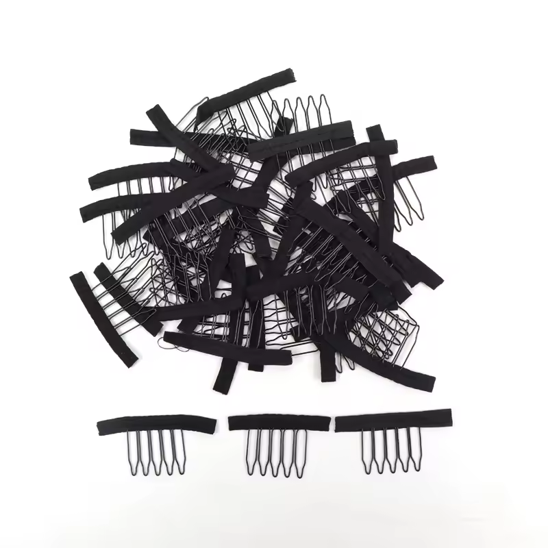 Nunify Wig Comb Clips 4 Teeth Hair Extension Clips Stainless Steel Wig Clips Combs Snap Clips With Rubber For Hair Extension - Image 2