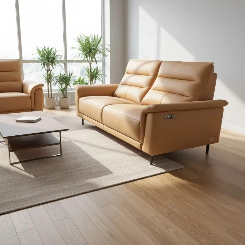 Foshan Furniture ODM/OEM Factory Custom Modern Sofa Sets Luxury Genuine Leather 3 2 1 Modular Combination Electric Recliner Sofa