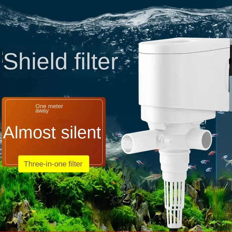 Aquarium Ultra Silent Oxygen Boosting Pump Fish Tank Three-in-one Upper Filtration with Built-in Submersible Pump