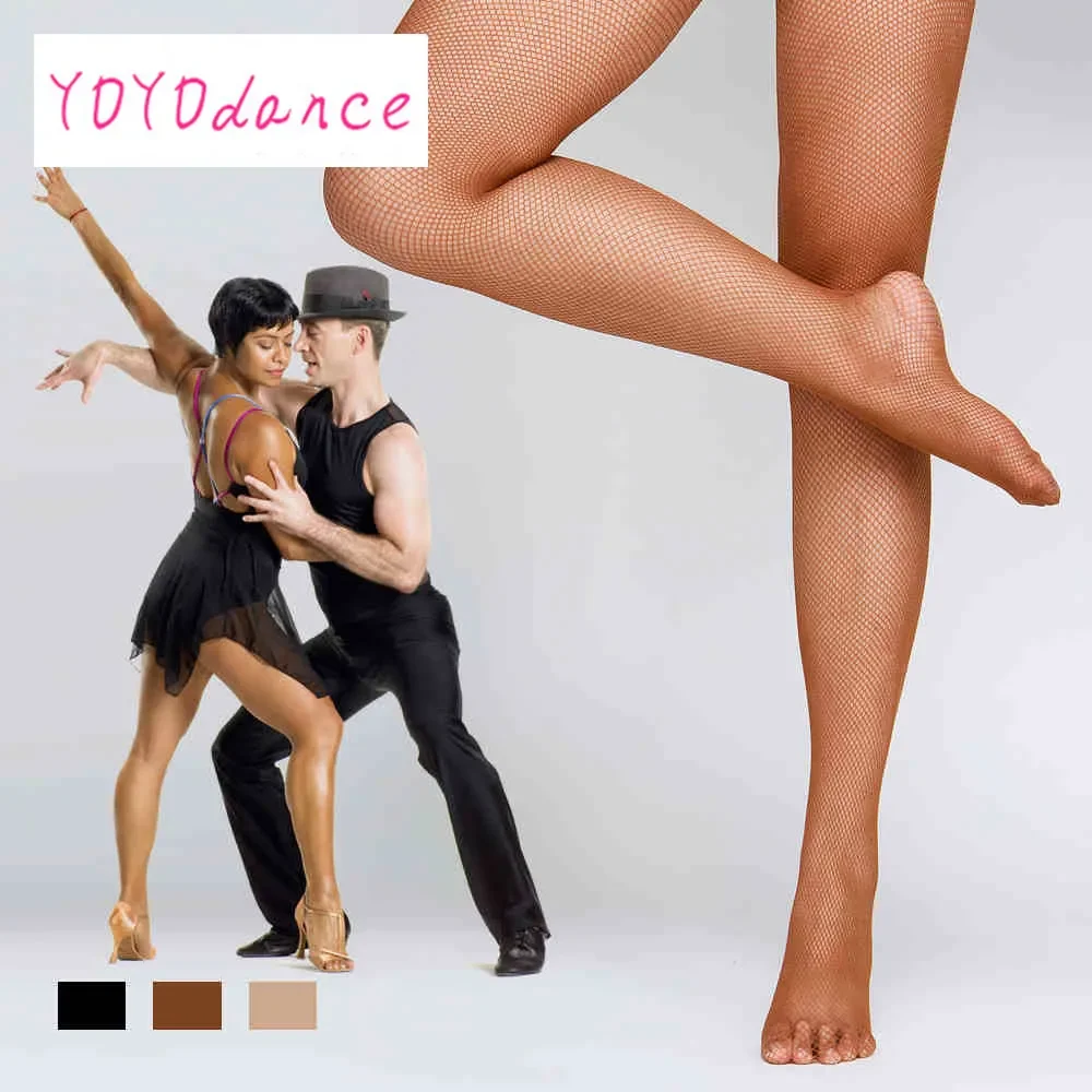 Wholesale Women Latin Dance Accessories Soft Pantyhose Anti-slip Slim Stockings Mesh Lingerie Basic Fishnet Tights