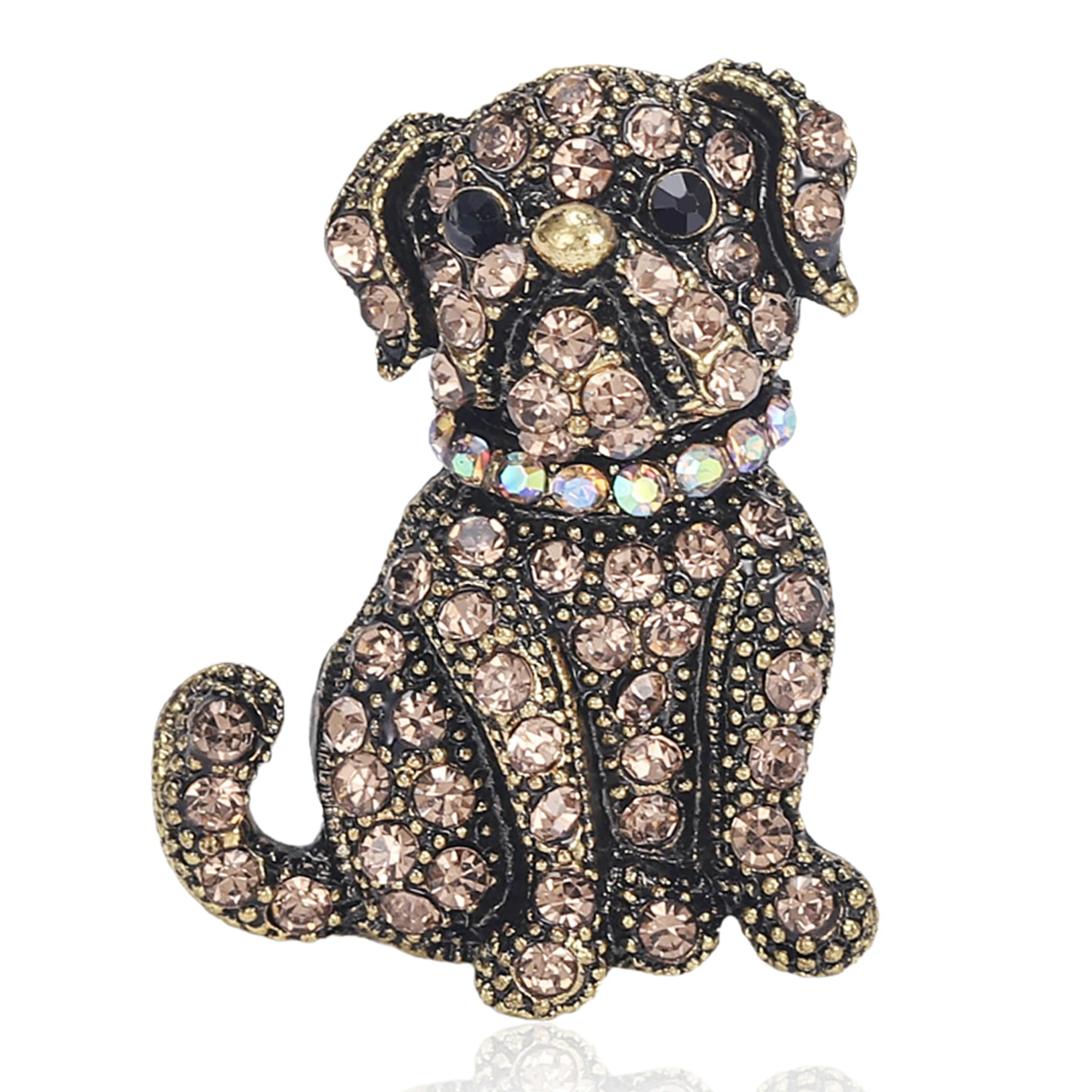 

Beaut&Berry Classic Rhinestone Dog Brooches for Women Animal Pins Casual Party Accessories New Year Gifts Friends Decoration