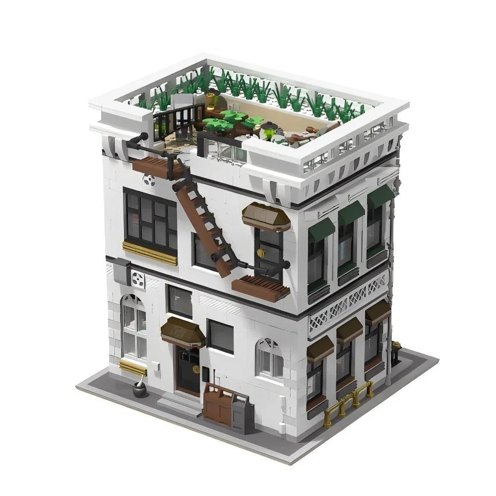 MOC Street View Architecture Restaurant Building Block Set Modular Classic Restaurant Modern Model Toys Collection kids Gifts