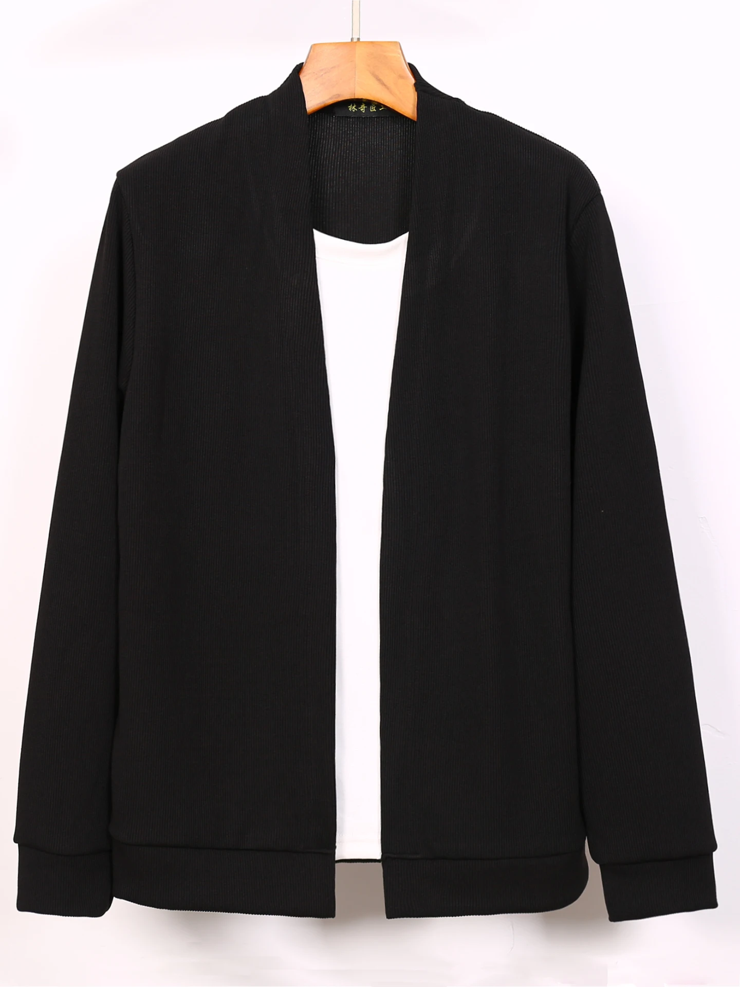 

Men's Autumn Faion Thin Two-Piece Cardigan Casual Long Sve Overhead Color Blo Cotton Blend Knitted Top Streetwear