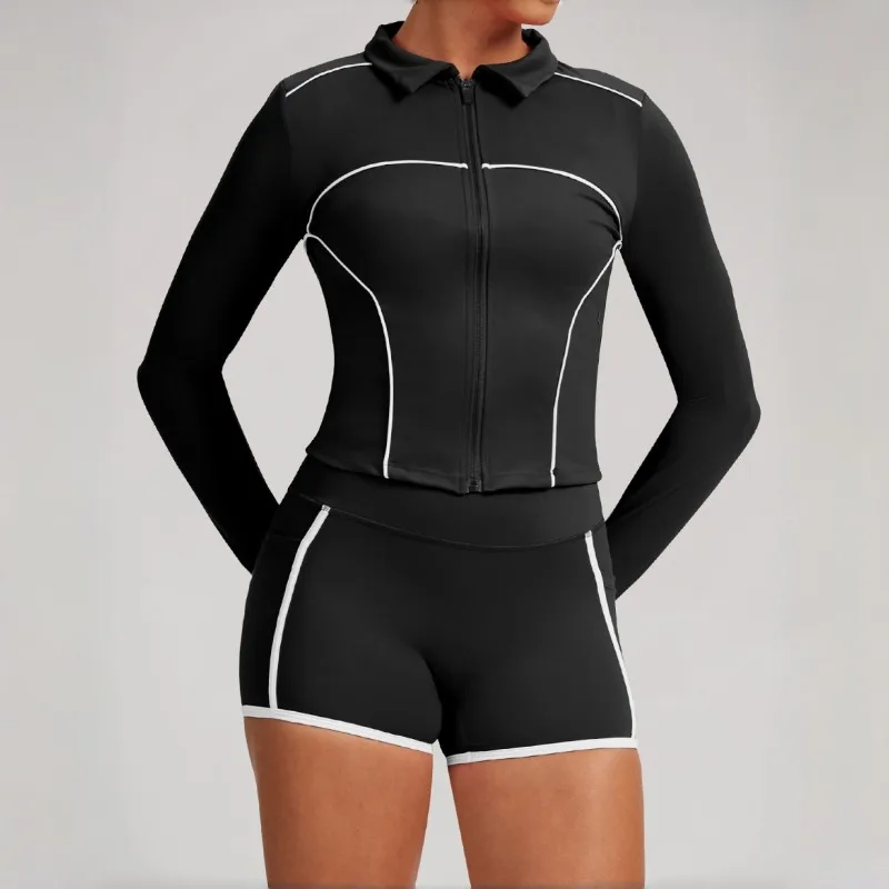 

Женский модный костюм для йоги, быстросохнущий, облегающий, с защитой от солнца, дышащий комплект с длинными рукавами, спортивный костюм для бега на открытом воздухе, фитнеса