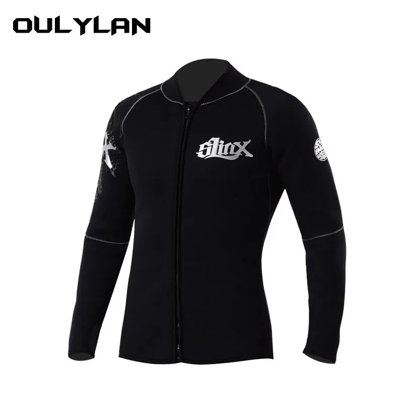 

Oulylan Shirt Neoprene Wetsuit Men Top 3MM Long Sleeve Black Sunscreen UV Surfing Keep Warm Jacket For Diving Swimming Jumpsuit