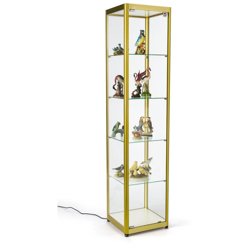 custom，Cheap Price Commercial Glass Display Tower Showcase for Collectibles Lockable Aluminum Frame Display Cabinet