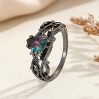 Luxury Colorful Quartz Crystal Ring Women's Fashion Gun Black Cubic Zircon Finger Rings Classic Jewelry Comes with Packaging Box