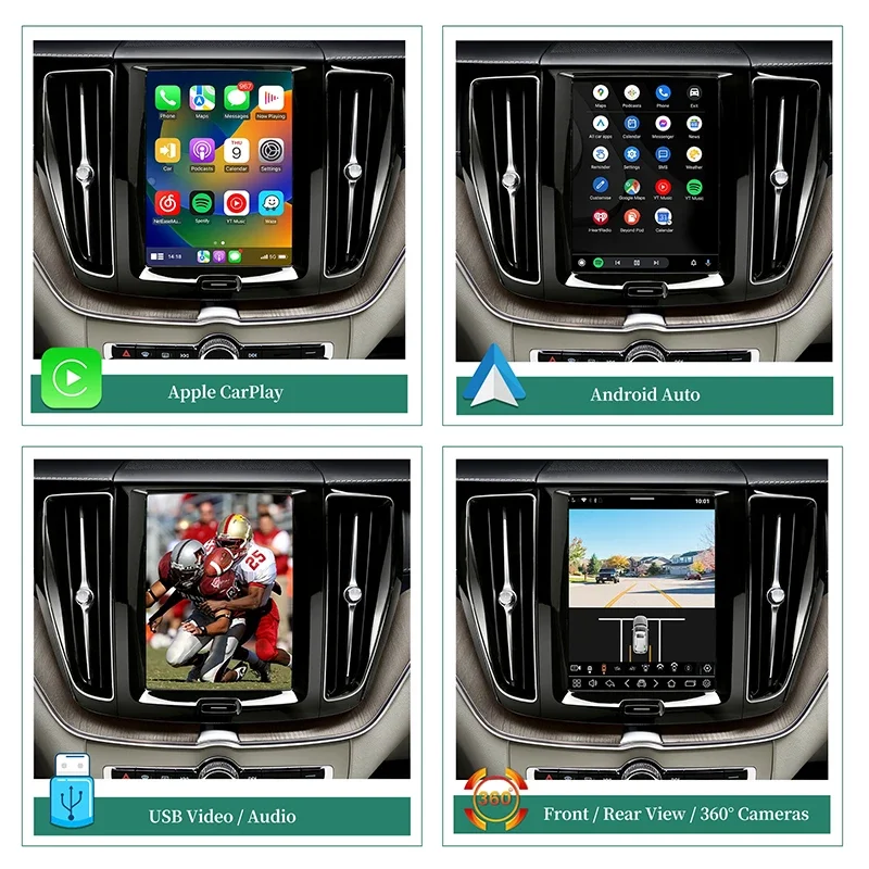 Android 14 Device for Volvo S60 9in Sensus Mirror CarPlay Android Auto Wireless Spotify Full Screen iPhone Screen to Wired Wirel