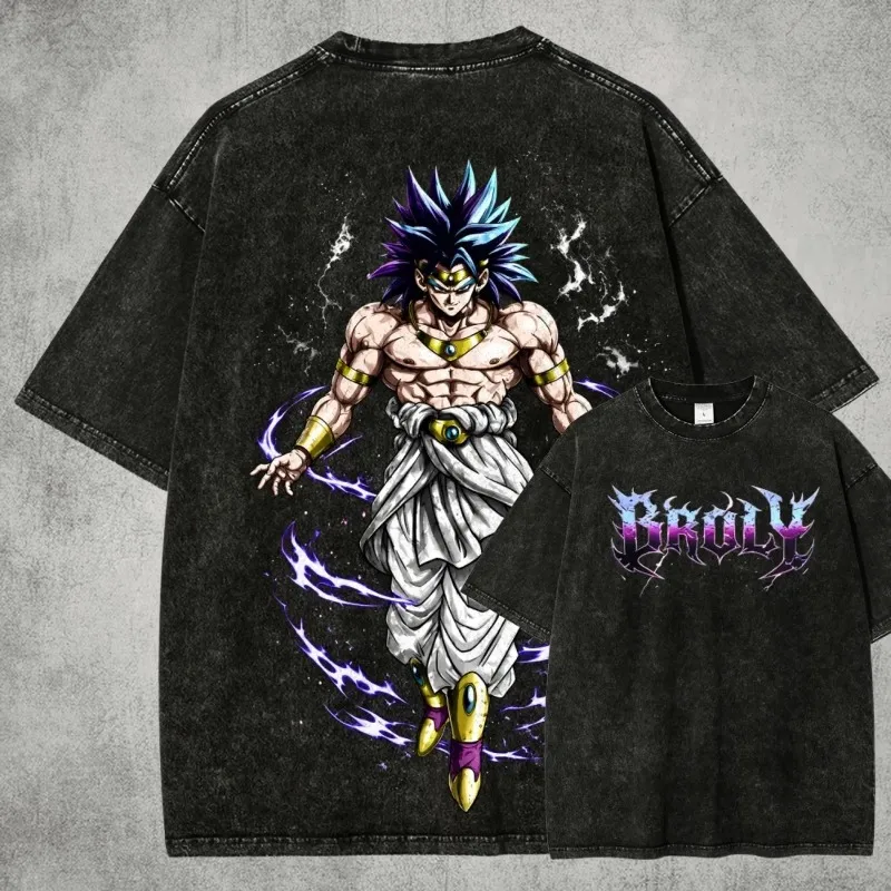 Camiseta Dragon Ball Z Broly, Camiseta de Anime Lavada de Super Saiyan Legendario, Regalo de Streetwear Vintage de DBZ Estilo Bootleg Manga