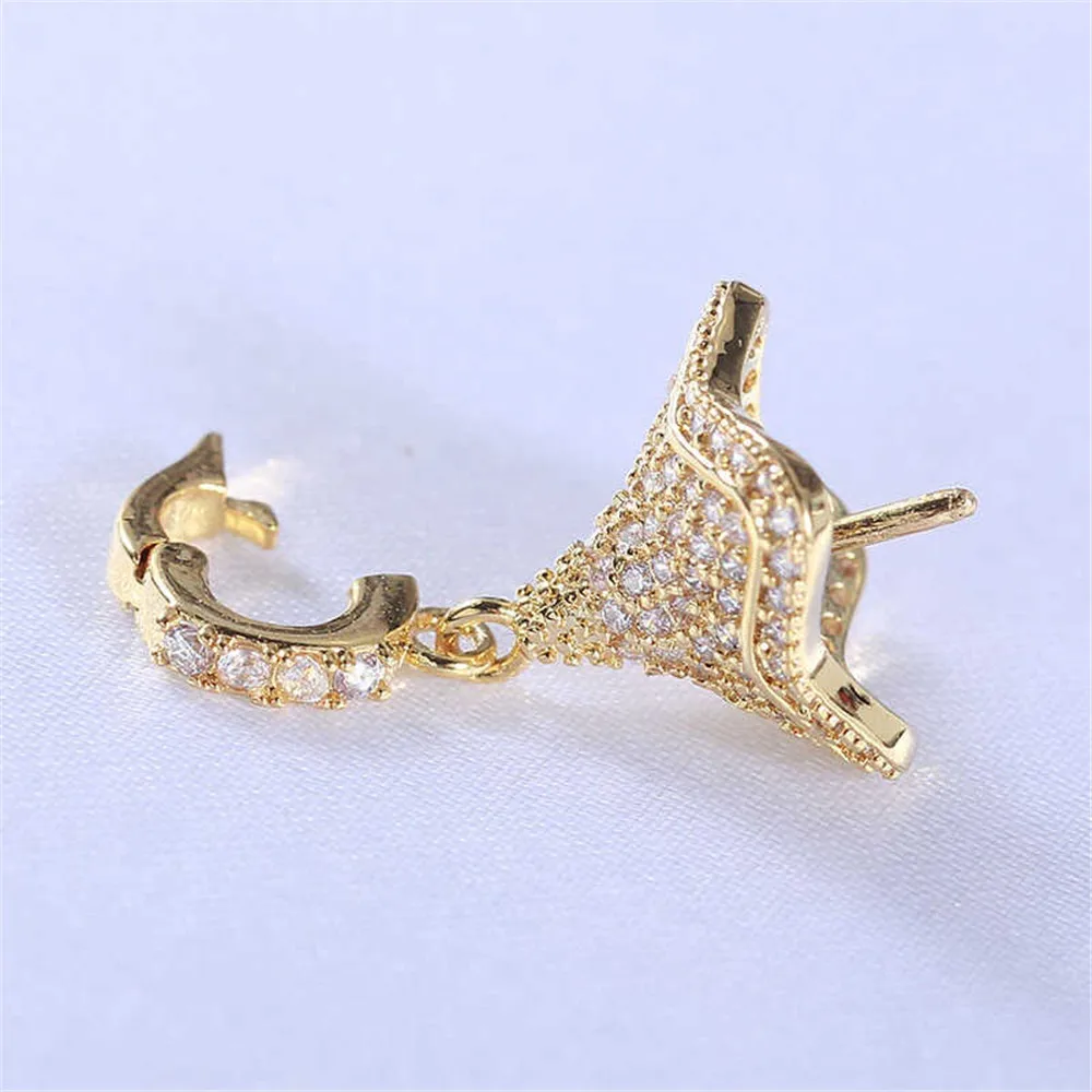 14k Gold Plated Pins Bail Top Drilled Beads End Caps Pendant Charms Connectors for DIY Jewelry Making Pearl Pendant Setting