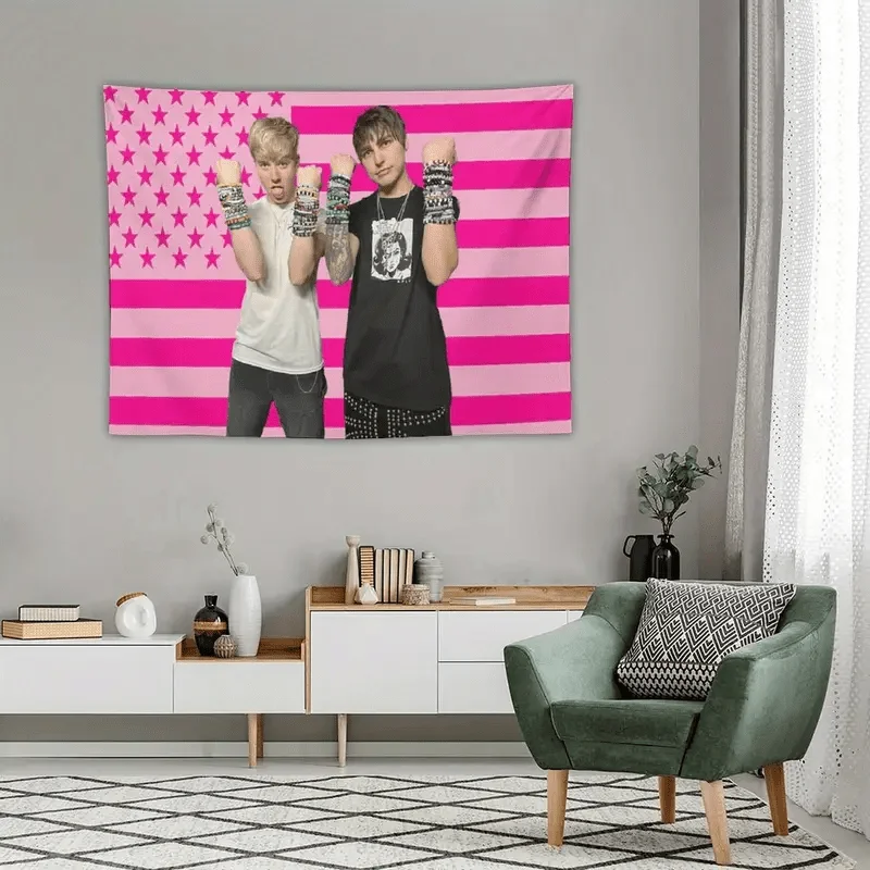 1pc S-Sam and C-Colby Pink Purple American Flag Tapestry for Bedroom Living Room Dorm