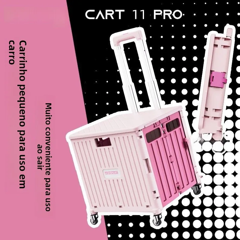 large-capacity-shopping-cart-pull-rod-foldable-vegetable-buying-small-trolley-car-storage-box-travel-bag-pc-material-with-rod