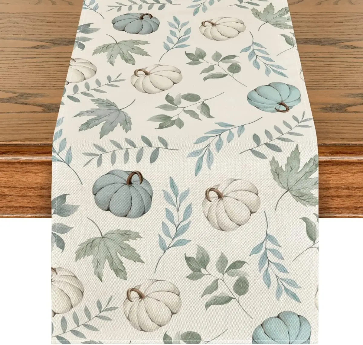 Fall Pumpkin Maple Leaf Linen Table Runner Dresser Scarves Table Decor Farmhouse Kitchen Dining Table Runner Holiday Party Decor