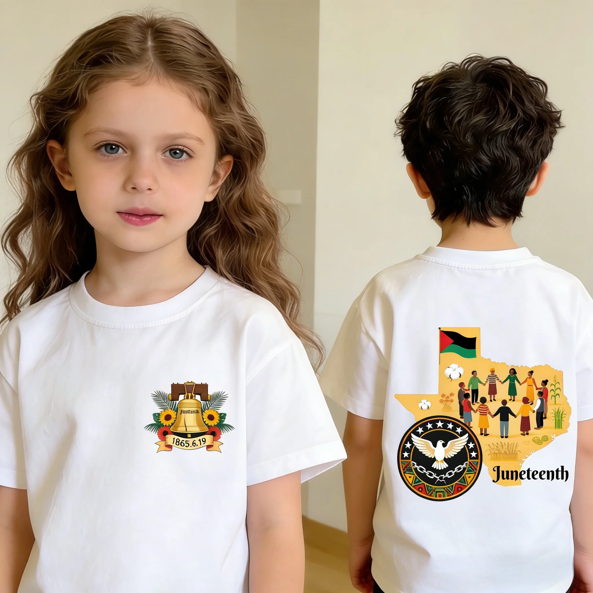 Juneteenth Freedom Day Independence Day Element Cotton Short Sleeve T-Shirt for Play Casual Fashion Sports Outdoor Daily Wear
