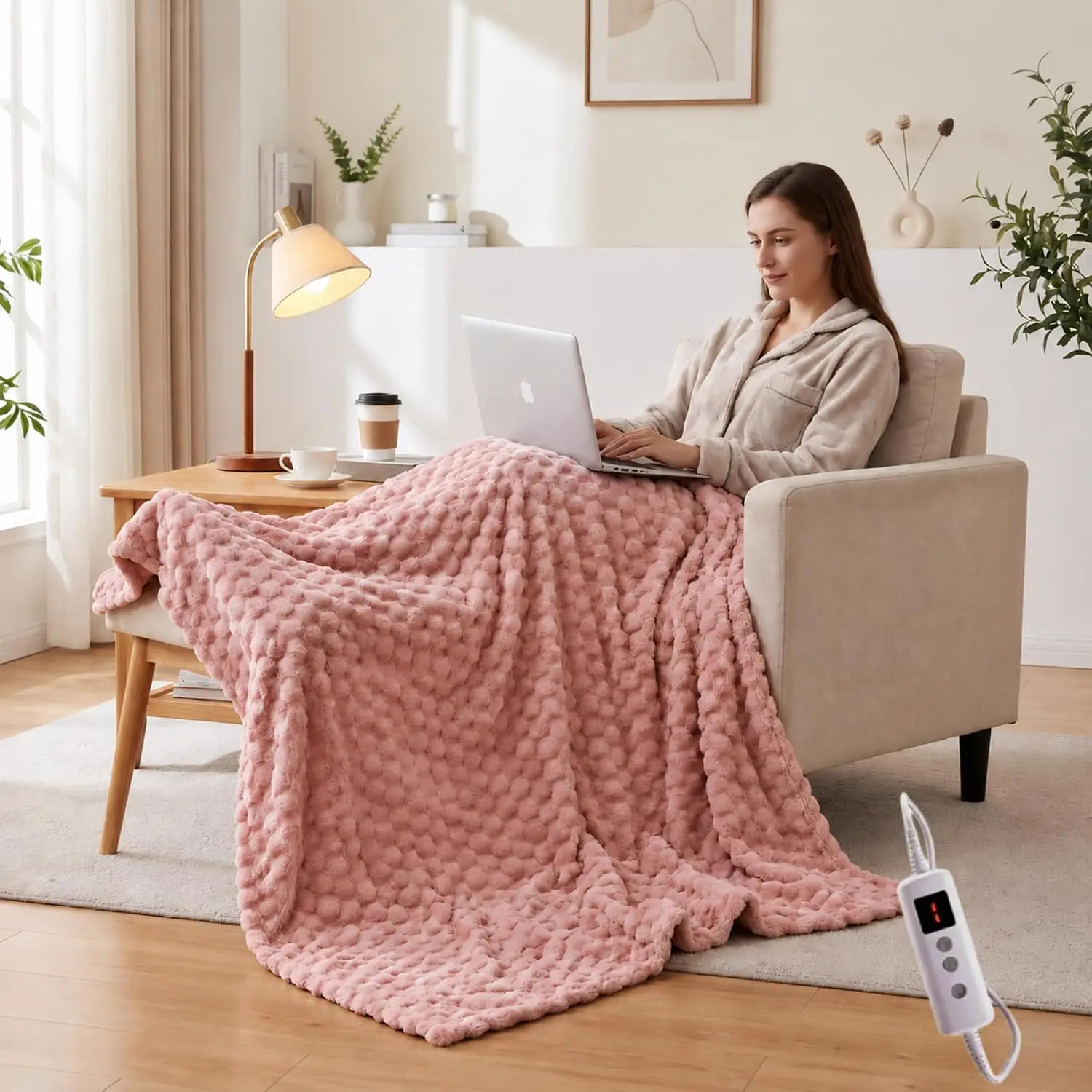 Sherpa Fleece and Flannel Reversible Electric Heated Throw Blanket Cozy Fast Heating with Auto Shut Off and Machine Washable Safety Protection for Indoor Bed Sofa Warmth