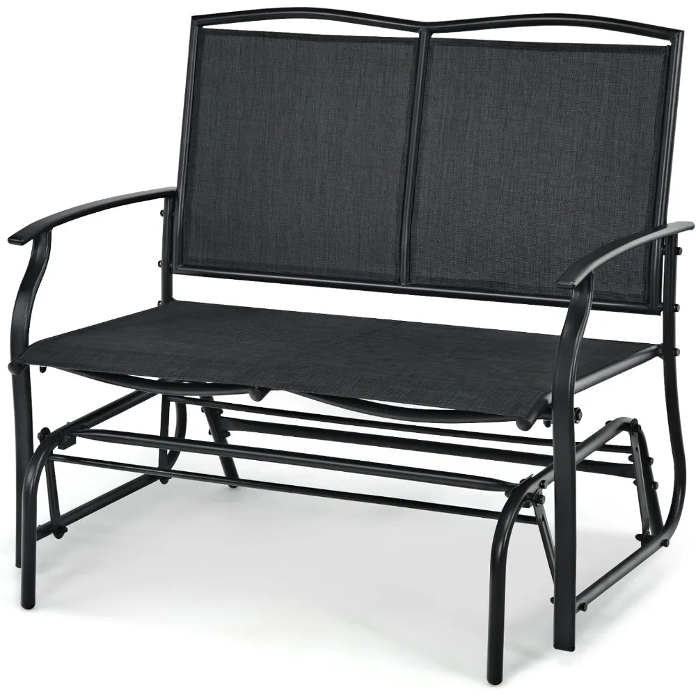 

2-Person Patio Glider Bench, Outdoor Rocker Glider Loveseat Chair W/Heavy-Duty Steel Frame, Breathable Seat Fabric,