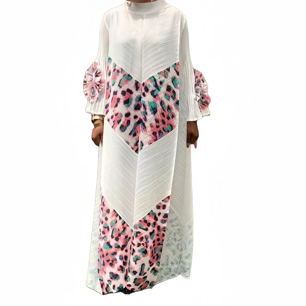 

Plus size dress, loose casual long dress, leopard print, elegant long sleeves for women-GZXX1039