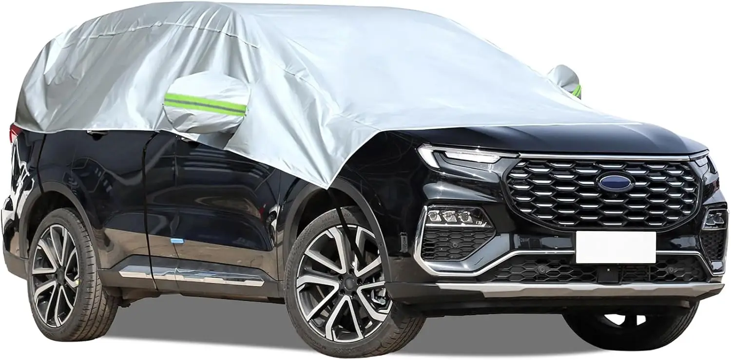 

Universal SUV Half Car Windshield Cover for Ice and Snow Protection with Reflective Straps