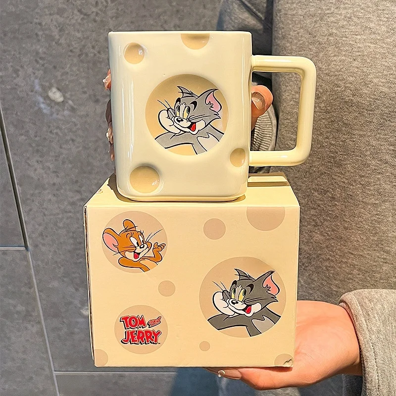 أنيمي 450 مللي توم وجيري السيراميك الجبن القدح لطيف طالب موضة كوب حليب فتاة مكتب الكرتون فنجان القهوة مع صندوق ألوان جديد #2