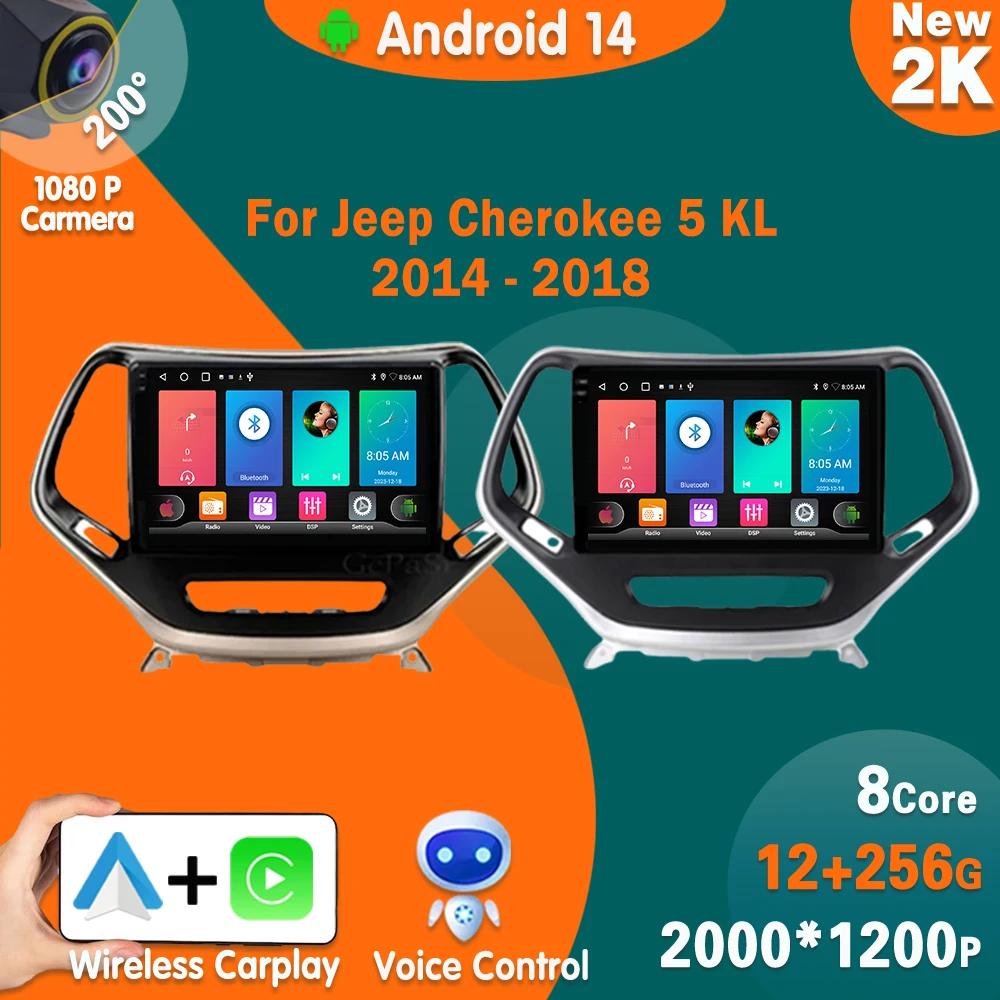 

Car Android 14 For Jeep Cherokee 5 KL 2014 - 2018 Auto Radio Multimedia Video Player Navigation GPS carplay No 2din DVD 5G Wifi