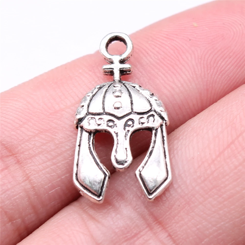 WYSIWYG 20pcs 24x12mm Soldier Helmet Charms Antique Silver Color Pendant Charms For Jewelry Making Jewelry Accessories