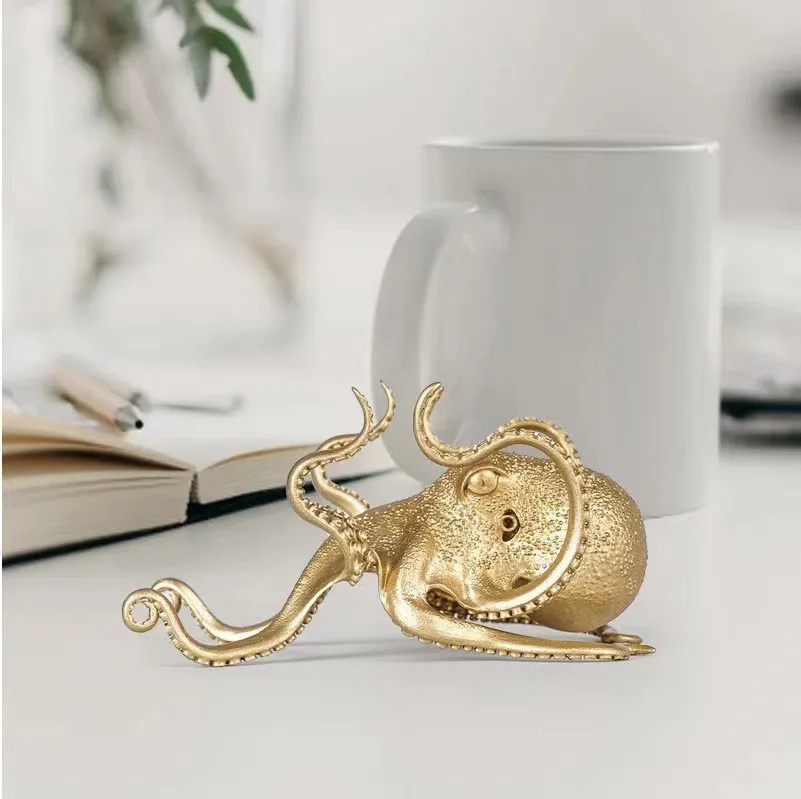 Creative Brass Octopus Stand for Computer Phone Pen Holder