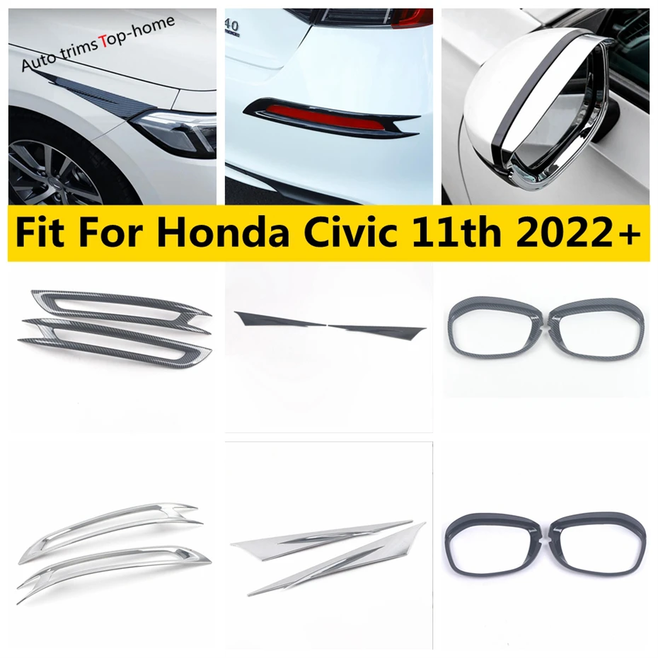 

Front Head Light Eyebrow Rear Fog Lamp Rearview Mirror Rain Shape Cover Trim Car Accessories For Honda Civic 11th 2022 2023 2024