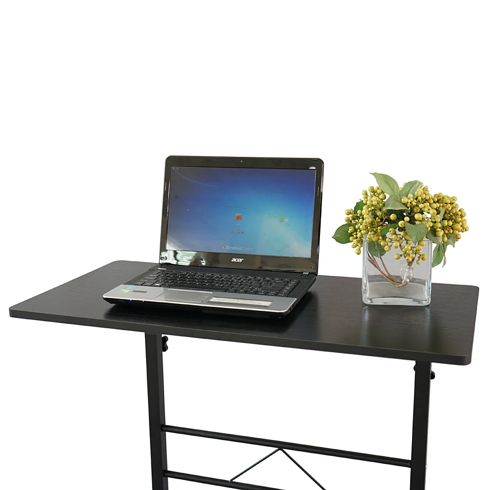 Bureau d'Ordinateur Portable Réglable avec Roulettes, Table d'Appoint pour le Bureau à Domicile, Disponible en Noir