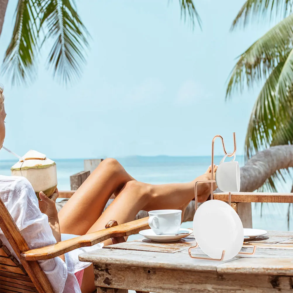 Espositore portabicchieri da caffè Robusto materiale in ferro Organizzatore per decorazioni per la casa Espositore per piattini per tazze da tè