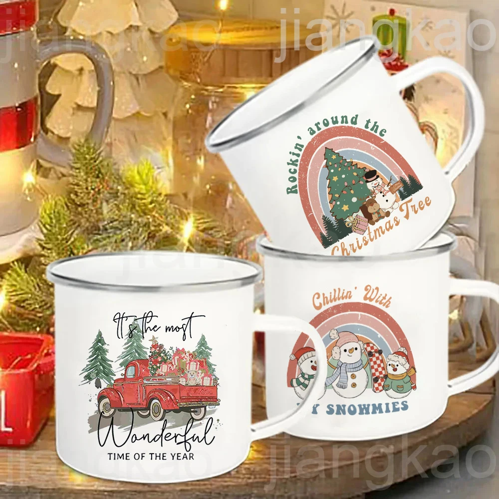 Es la época más maravillosa del año taza de café con estampado de esmalte, taza de Chocolate de cacao caliente, tazas de leche de jugo, decoración de fiesta, regalo de vacaciones