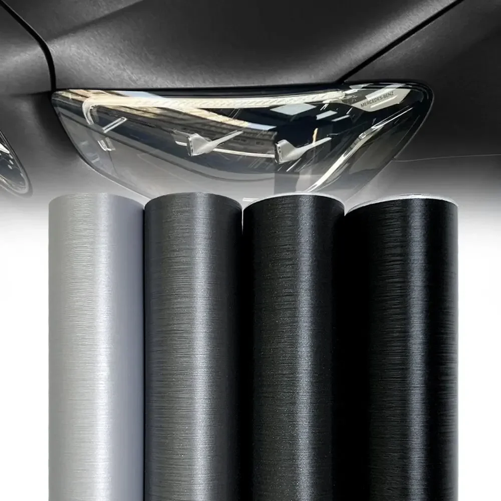 

Brushed Aluminum Vinyl Wrap Film Car Stickers Waterproof Air-Free Bubble Decal for Motorcycle & Car Wrapping - Auto Accessories