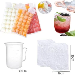 10/20/30/50pcs disposable self-sealing ice cube bag transparent ice mold bag plus a 300ml beaker portable juice drink tool