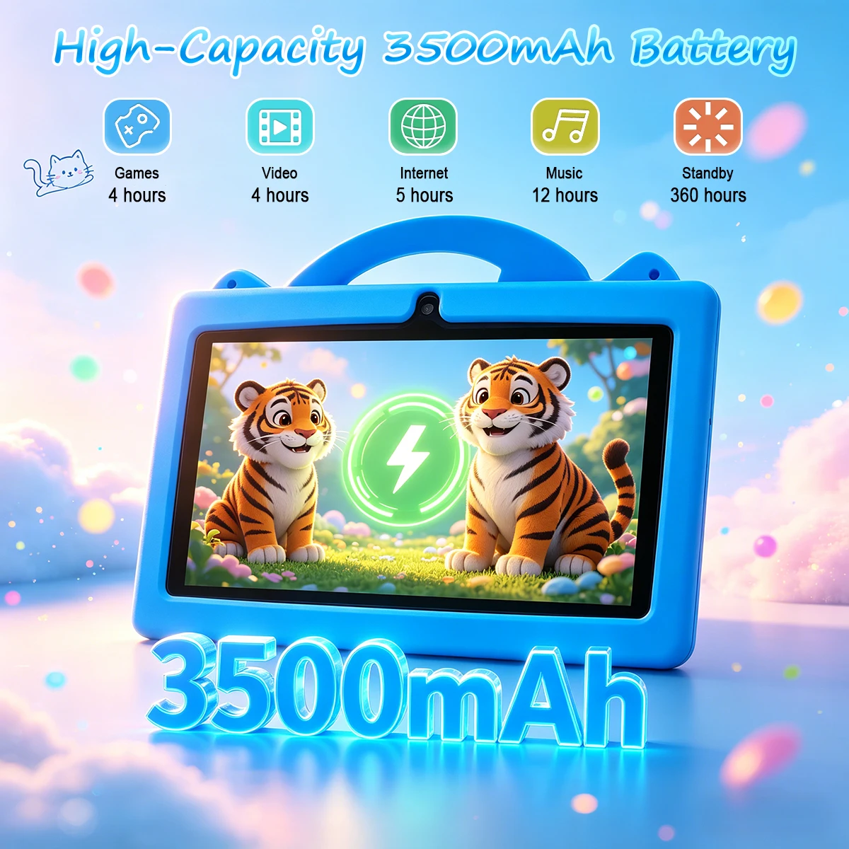 2026 New 7 Inch 5G WiFi Tablet For Children Learning Education Kids' Tablets Octa Core 4GB RAM 64GB ROM Dual Cameras Android 14