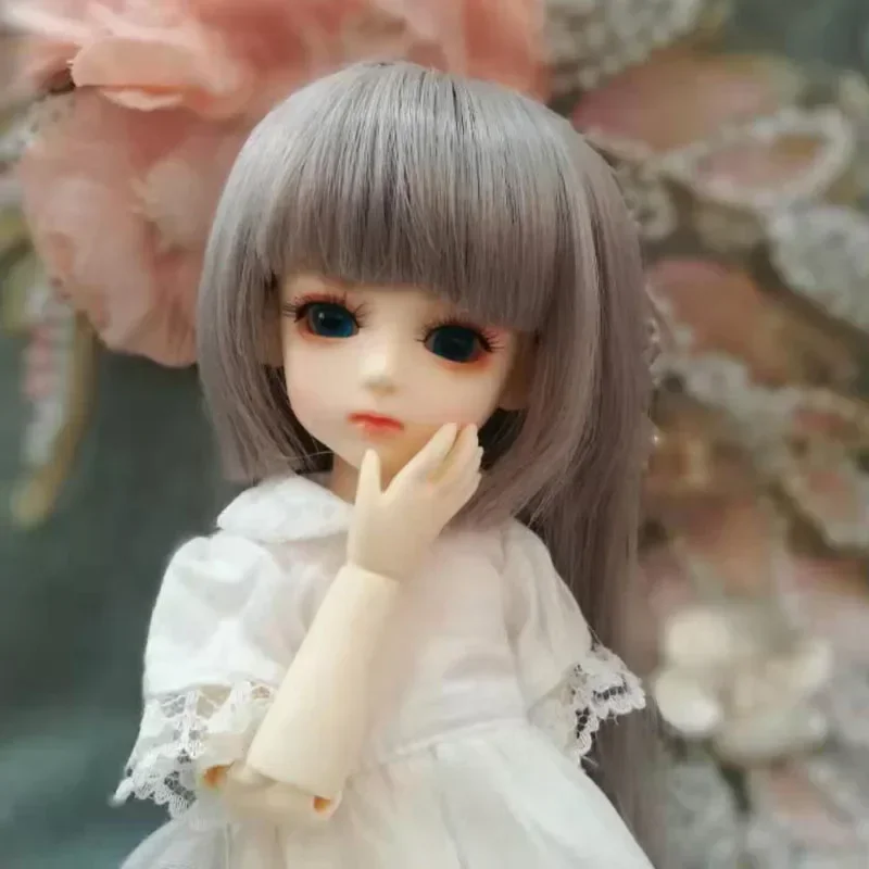 1/3 1/4 1/6 1/8 ke er SD Puppe BJD Perücke Oma grau-graues Messer flaches langes glattes Haar Puppenzubehör