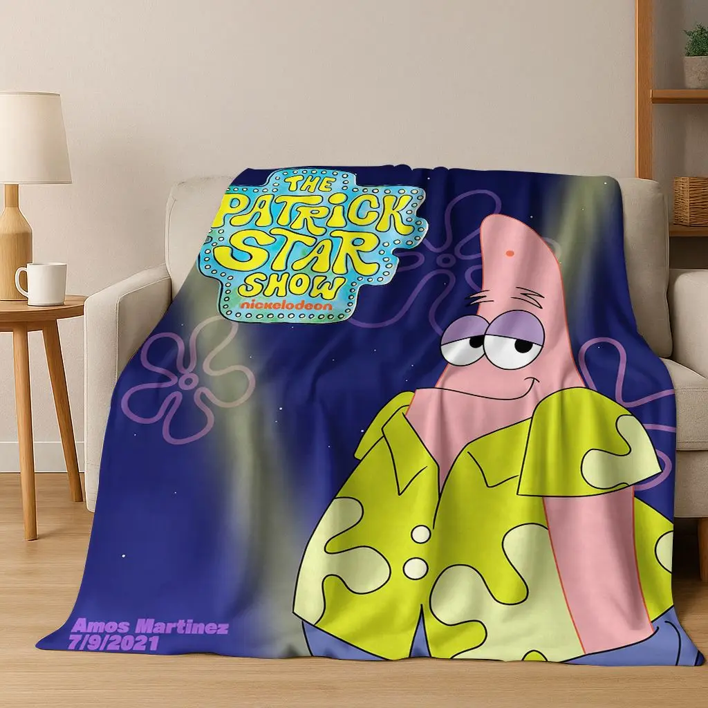 الكرتون S-سبونجبوب سكوير باتريك ستار الفانيلا بطانية لينة رمي بطانية للسرير غرفة نوم غرفة المعيشة السفر نزهة هدية