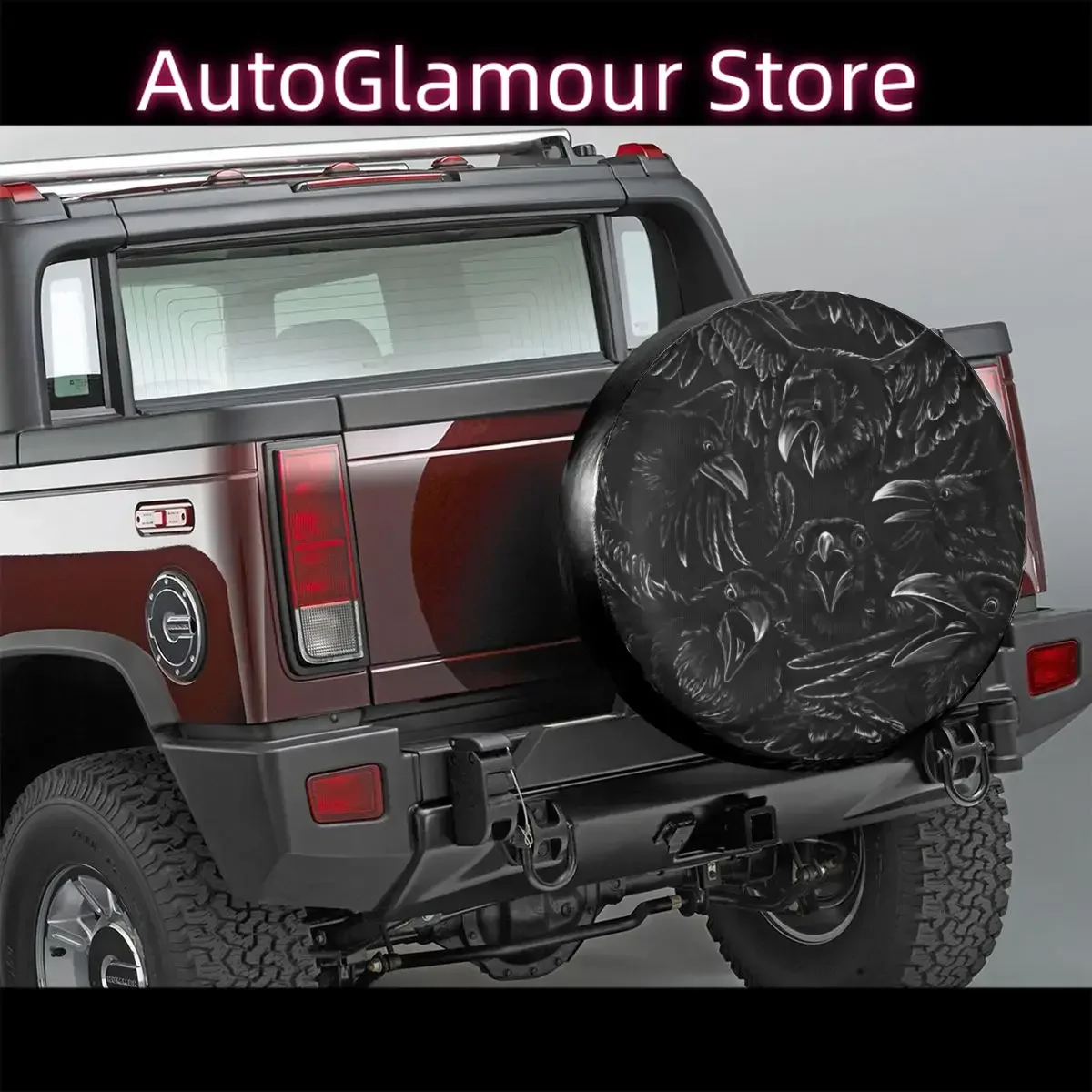 Custom Raven Rage Spare Tire Cover for Jeep Honda Halloween Witch Gothic Scary Crow Car Wheel Protectors 14