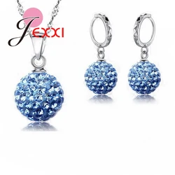 Jewelry High Quality Factory Price Fashion Wholesale Austrial Crystal Colorful 925 Sterling Silver Color Necklace&Earring Sets