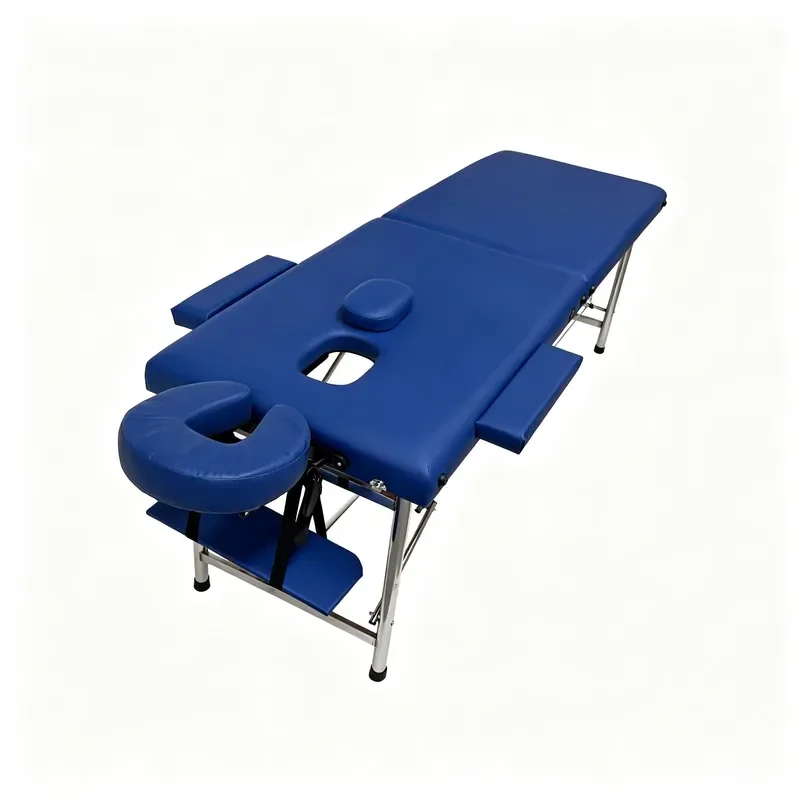 Luxury Portable Massage Bed Foldable 2 Section Spa Table Stainless Steel Legs Headrest Salon Beauty Furniture