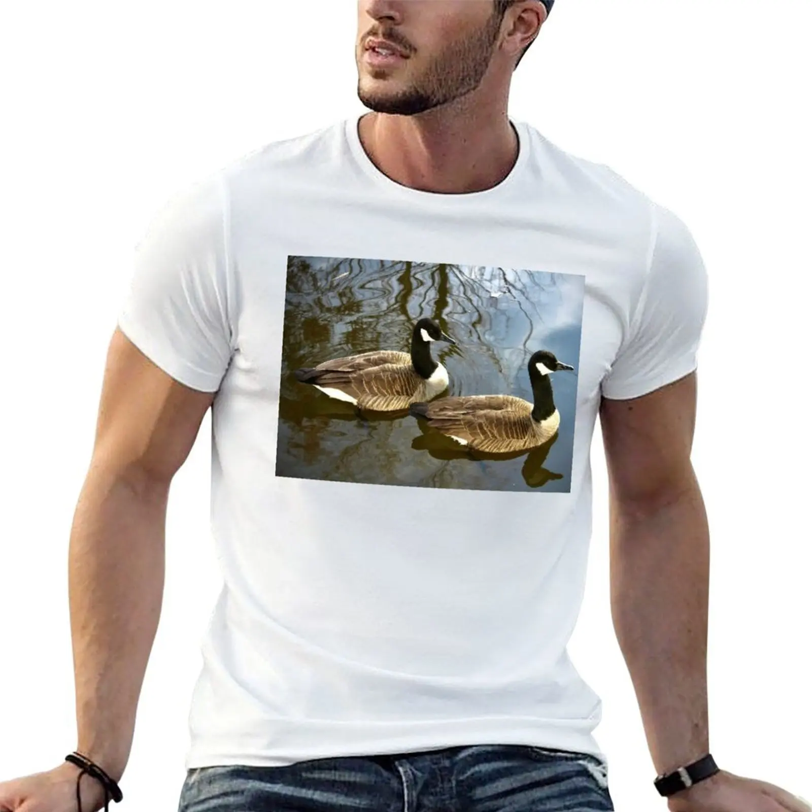 

Geese T-Shirt man t shirts for men anime tshirt t shirts for man cotton T-shirt