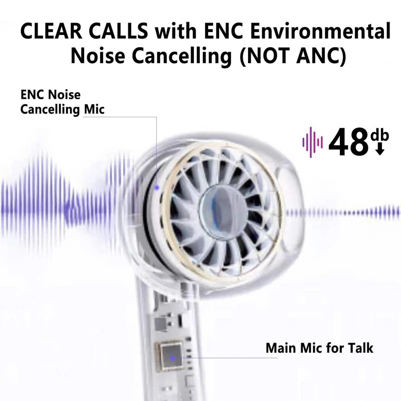 سماعات أذن بخاصية إلغاء الضوضاء، سماعات أذن بلوتوث لاسلكية، سماعات أذن صغيرة تعمل باللمس، سماعات أذن بلوتوث لاسلكية #5