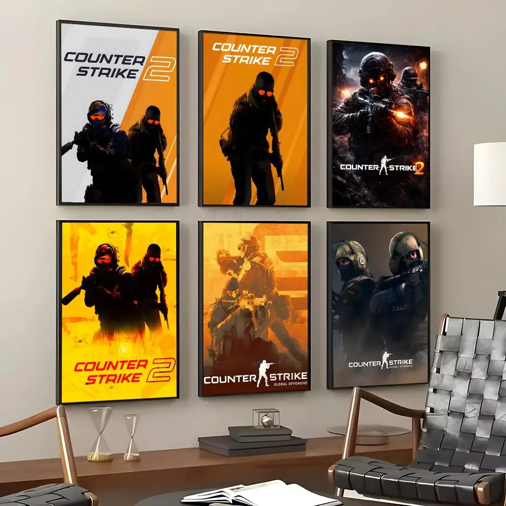 Game Counter-Strike Poster Self-Adhesive Waterproof Wall Stickers Coffee Bar Home Wall Decor