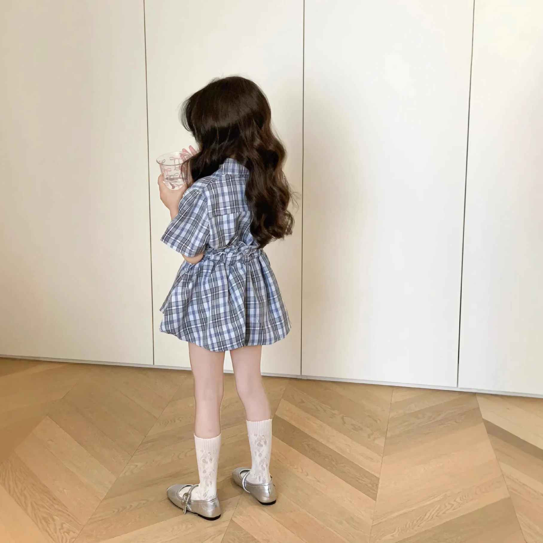 

Girls Set 2026 Spring Summer New Korean Edition College Style Shirt Flower Bud Half Body Skirt Daily Western Style Casual Wear