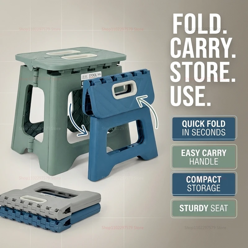 

Portable Outdoor Chair and Folding Stool Lightweight Multi Purpose Handheld Thickened Non Slip Plastic Small Benches for Camping